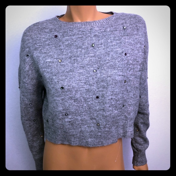 Noisy may Sweaters - Noisy May gray sweater long sleeves crop top Sz Xs